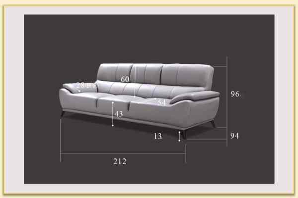 Hình ảnh Chi tiết kích thước sofa văng da 3 chỗ ngồi Softop-1829