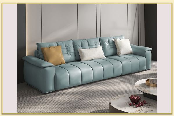Hình ảnh Ghế sofa văng da chân thấp màu xanh hiện đại Softop-1633