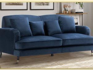 Hình ảnh Ghế sofa văng nỉ đẹp hiện đại màu xanh Softop-1232