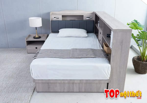 Hình ảnh Giường ngủ gỗ công nghiệp kết hợp kệ đựng đồ tiện ích GNTop-0063