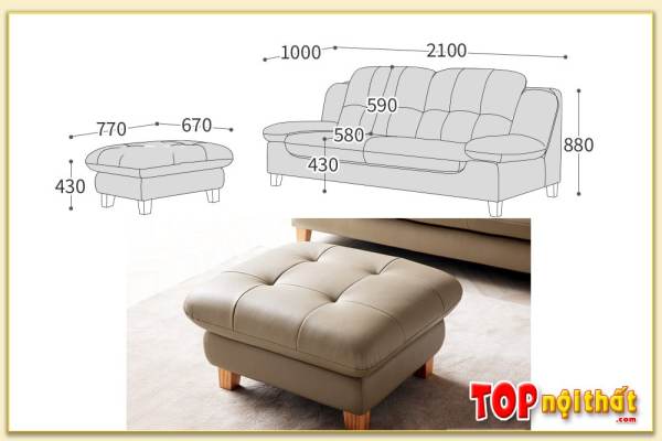 Hình ảnh Kích thước ghế sofa văng 2 chỗ đẹp SofTop-0883
