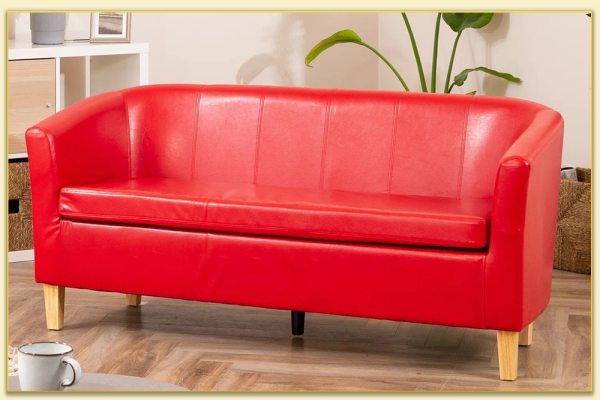 Hình ảnh Sofa văng bọc da màu đỏ nổi bật Softop-1298