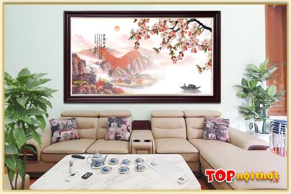 Hình ảnh Tranh hoa đào treo tường phòng khách đẹp TraTop-3054