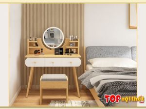 Hình ảnh Bàn trang điểm đẹp chân gỗ cao phòng ngủ BTDTop-0024