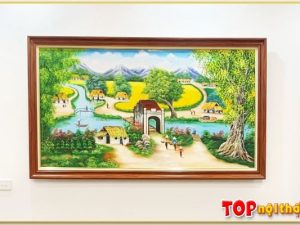Tranh phong cảnh làng quê đẹp vẽ bằng sơn dầu TraSdTop-0378