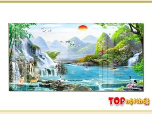 Hình ảnh Tranh thác nước Trung Quốc phong thuỷ ý nghĩa TraTop-3011