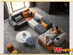 Hình ảnh Bộ ghế sofa góc bọc da kích thước lớn SofTop-0736