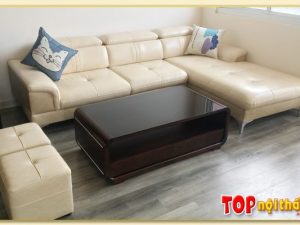 Hình ảnh Ghế sofa da góc L kích thước lớn kê phòng khách SofTop-0507