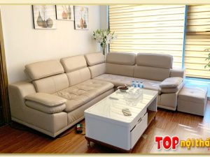 Hình ảnh Ghế sofa da góc vuông đẹp hiện đại, sang trọng SofTop-0536