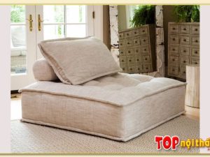 Hình ảnh Ghế sofa đơn nỉ vải màu kem đẹp xinh SofTop-0650