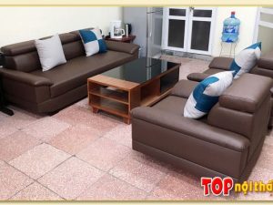 Hình ảnh Mẫu sofa da đẹp thiết kế theo bộ hiện đại SofTop-0083