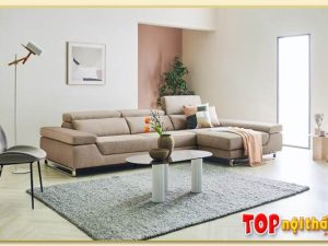 Hình ảnh Sofa góc nỉ phối trong không gian nội thất SofTop-0992