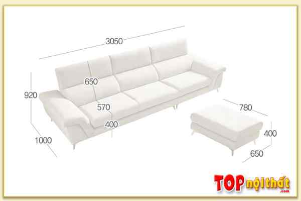 Hình ảnh Chi tiết kích thước bộ ghế sofa văng SofTop-0956