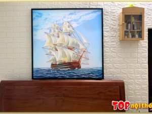 Tranh canvas thuyền biển xanh khổ vuông TraTop-1340