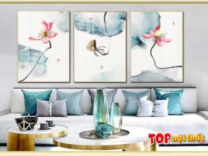 Tranh hoa sen Canvas đơn giản lại đẹp cho phòng khách TraTop-3581