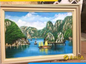 Tranh vẽ phong cảnh vịnh Hạ Long bằng sơn dầu