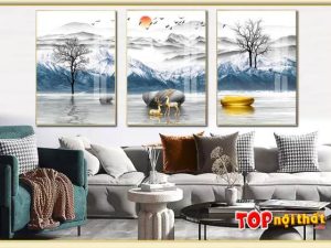 Bức tranh tráng gương phong cảnh mùa đông phòng khách TraTop-3158