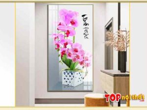 Tranh tráng gương rỏ hoa lan tím treo tường phòng ngủ TraTop-3303
